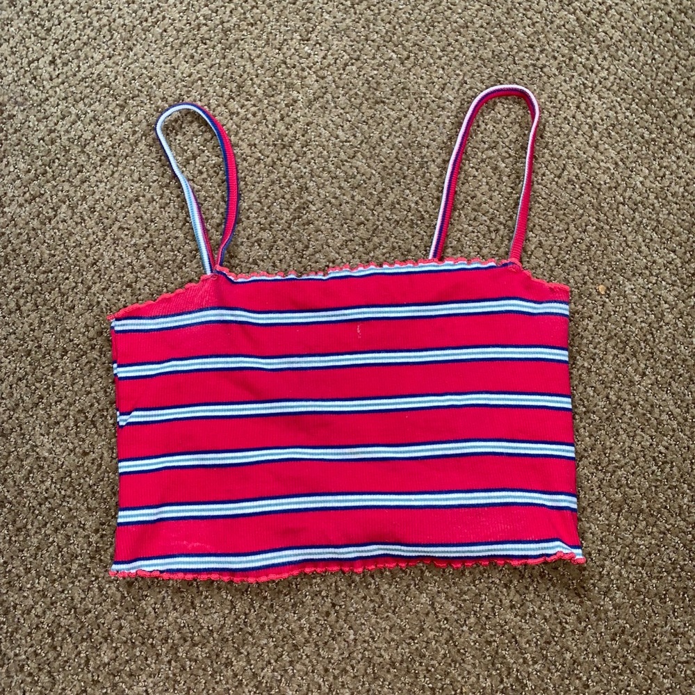 Red striped tube top with straps